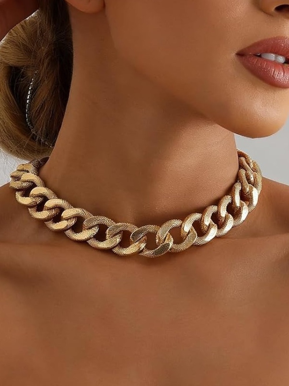 Gold Chunky Cuban Link Statement Necklace